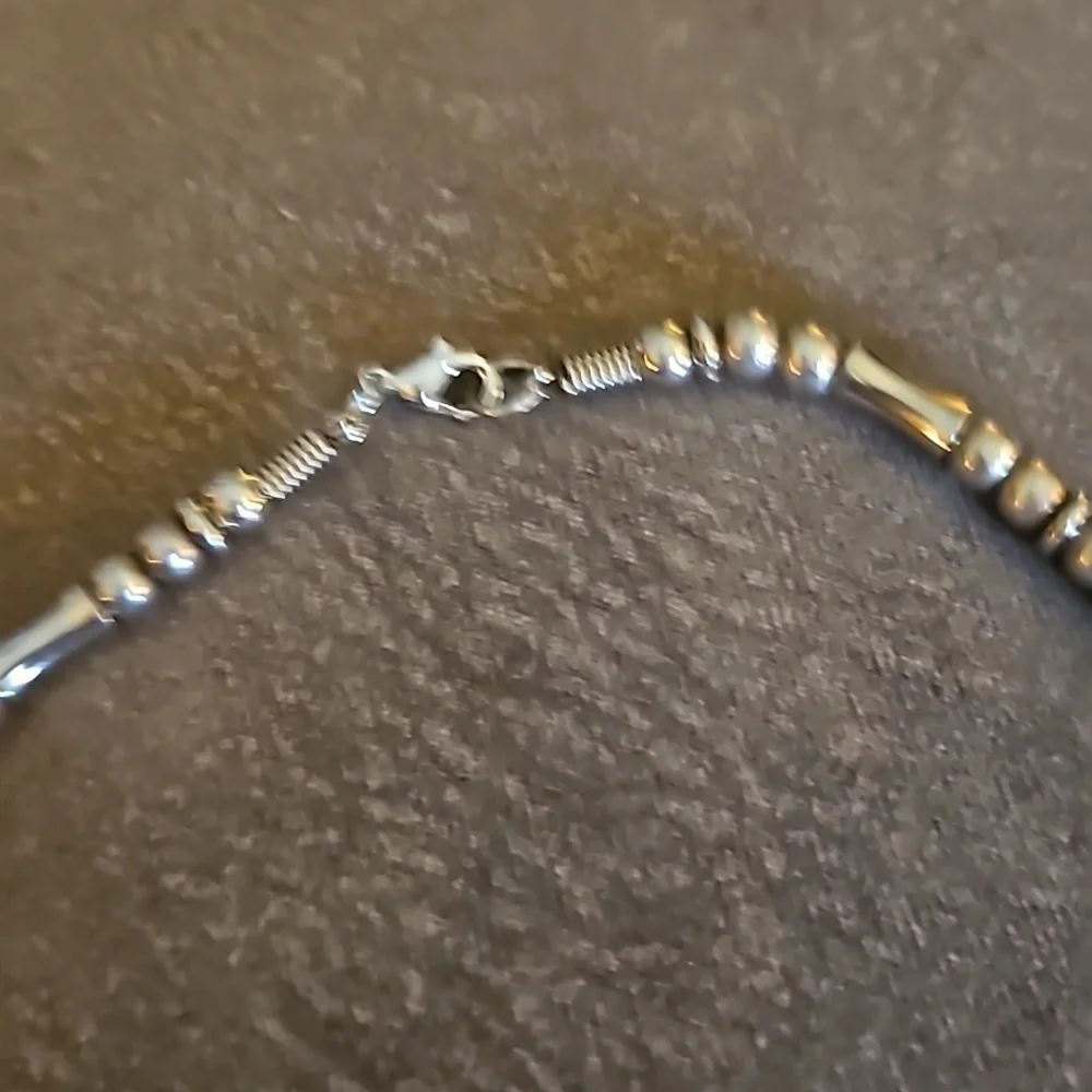 Vintage Silvertone Barrel Beaded Grunge Necklace